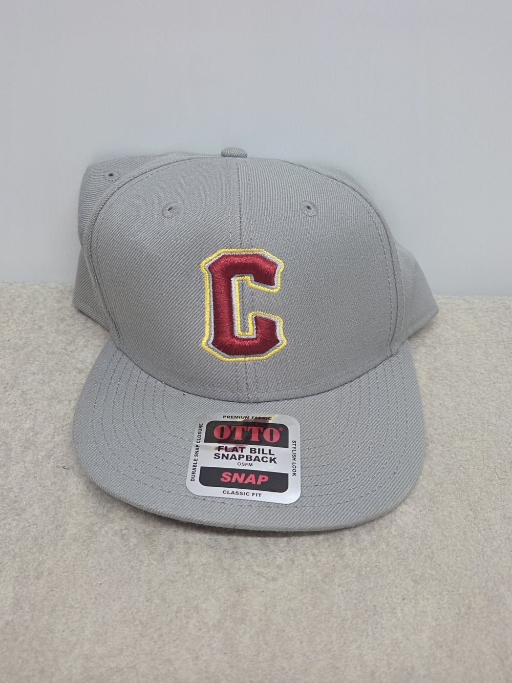 OTTO Men's Snapback Hat Embroidered C Gray Maroon